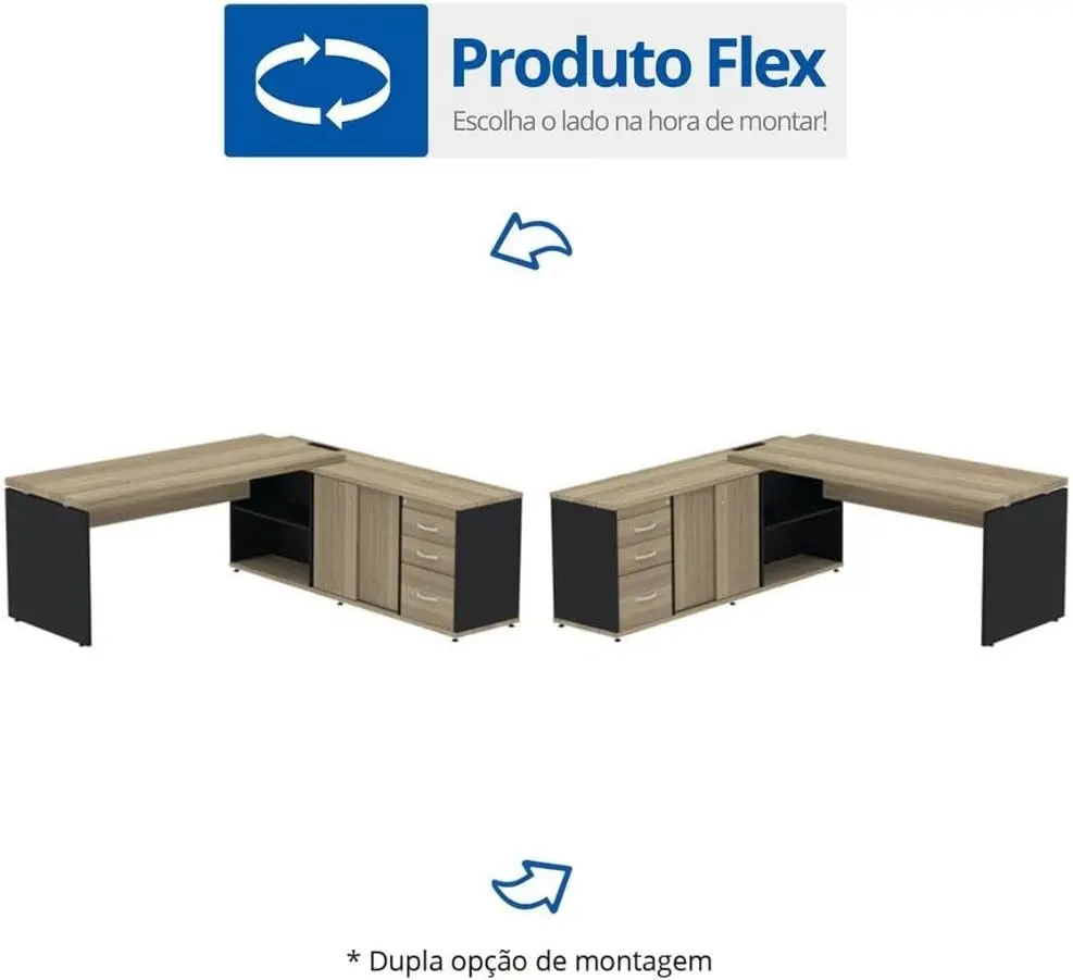 Mesa executiva em L Pandin PE40 190x180 cm