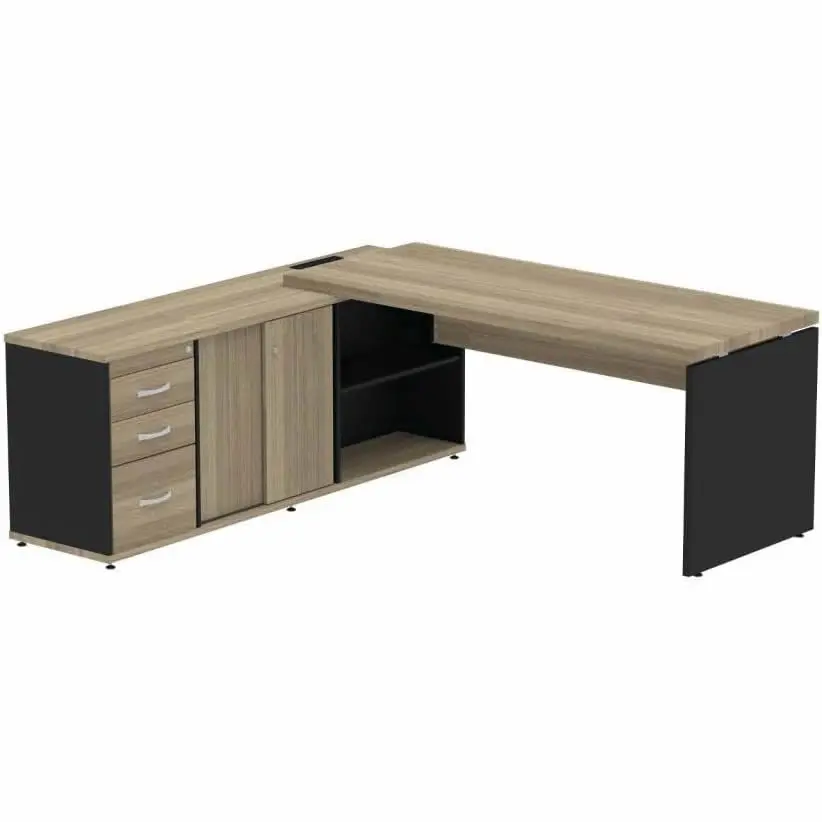 Mesa para Escritório em L Diretor 190x180cm Mesa para escritório em L Diretor 190x180 cm Preto Noce Naturalle