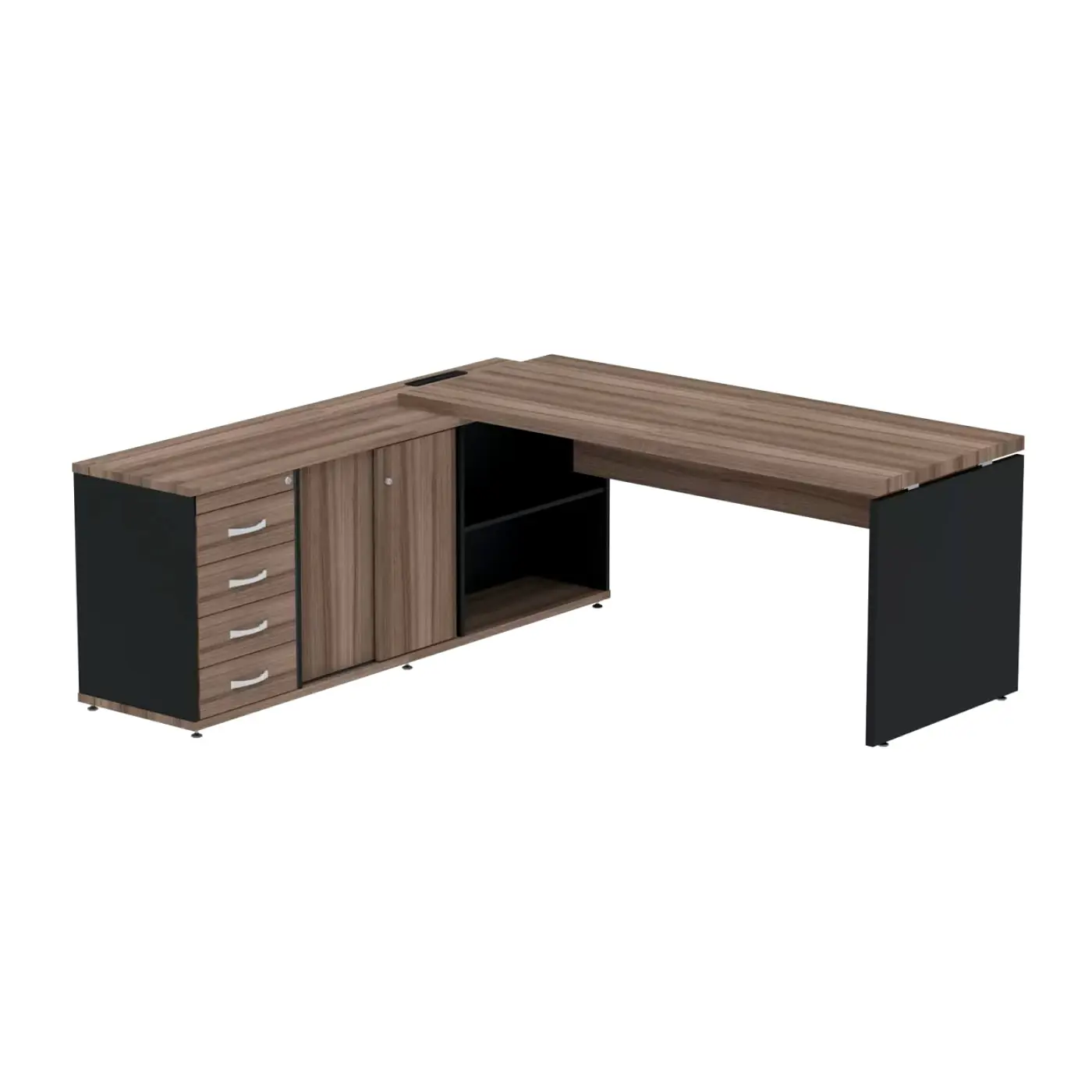 Mesa para Escritório em L Diretor 190x180cm Preto Walnut Mesa para escritório em L Diretor 190x180 cm Preto Walnut