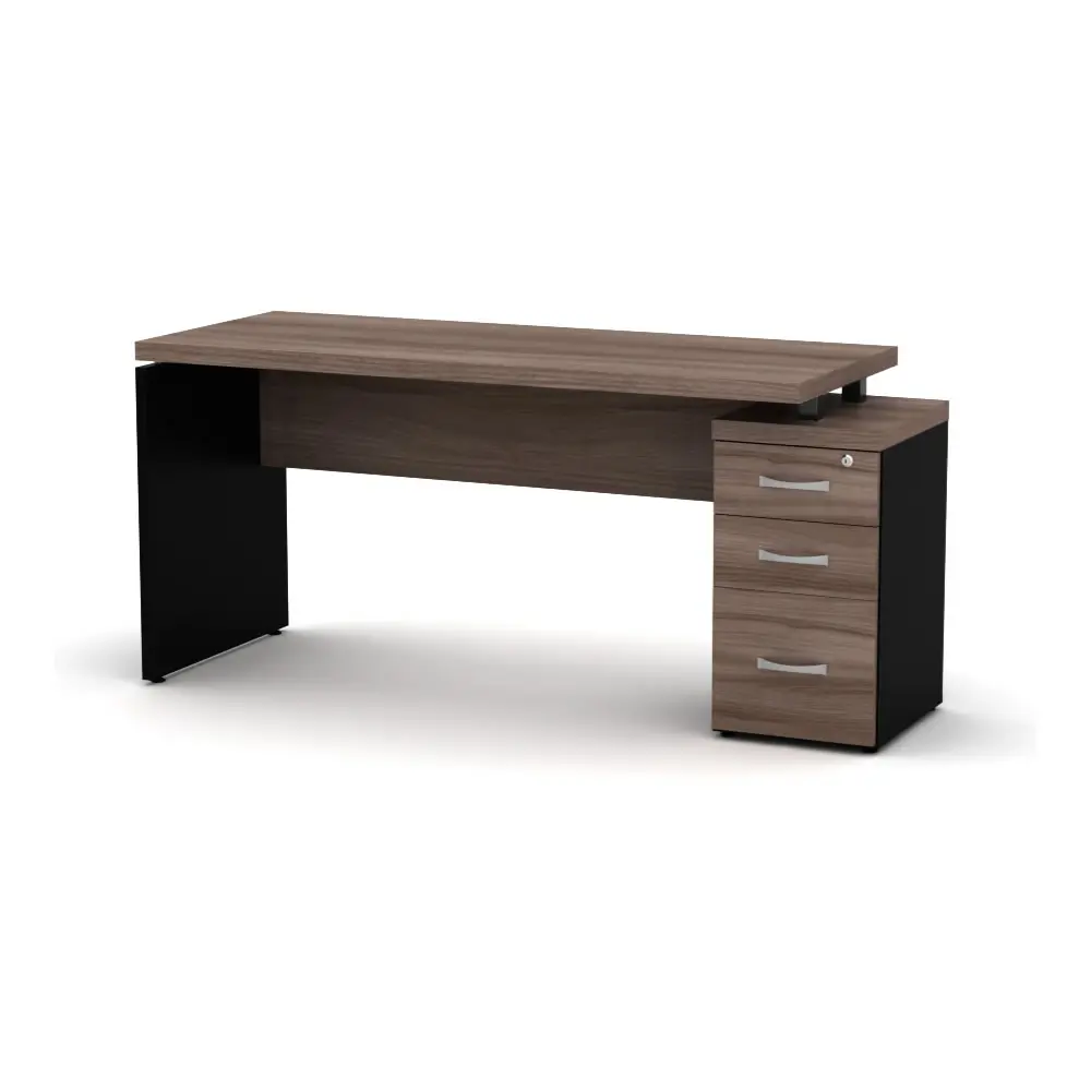 Mesa de Escritório PE40 com 4 Gavetas Mesa de escritório PE40 com 4 gavetas Noce Naturalle e Preto