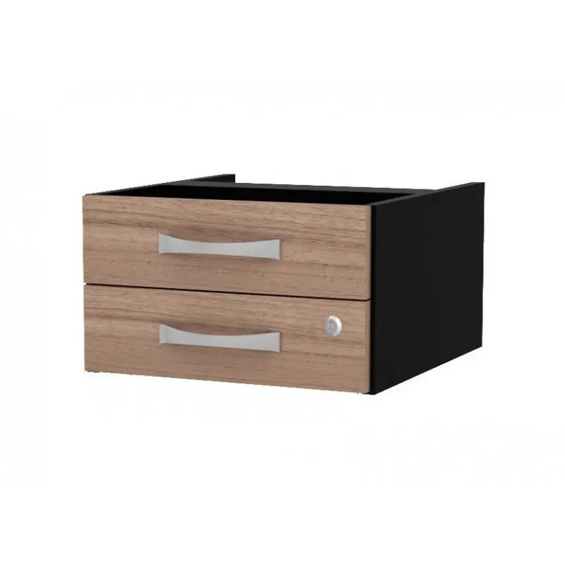 Mesa de escritório Walnut e Preto com 2 gavetas