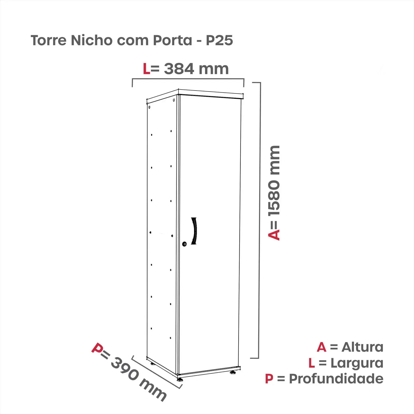 Detalhe do acabamento do armário torre P40 em MDP