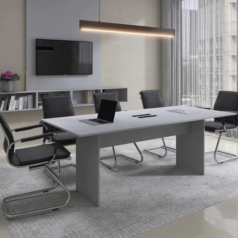Mesa de Reunião 2,00 m com Base Painel