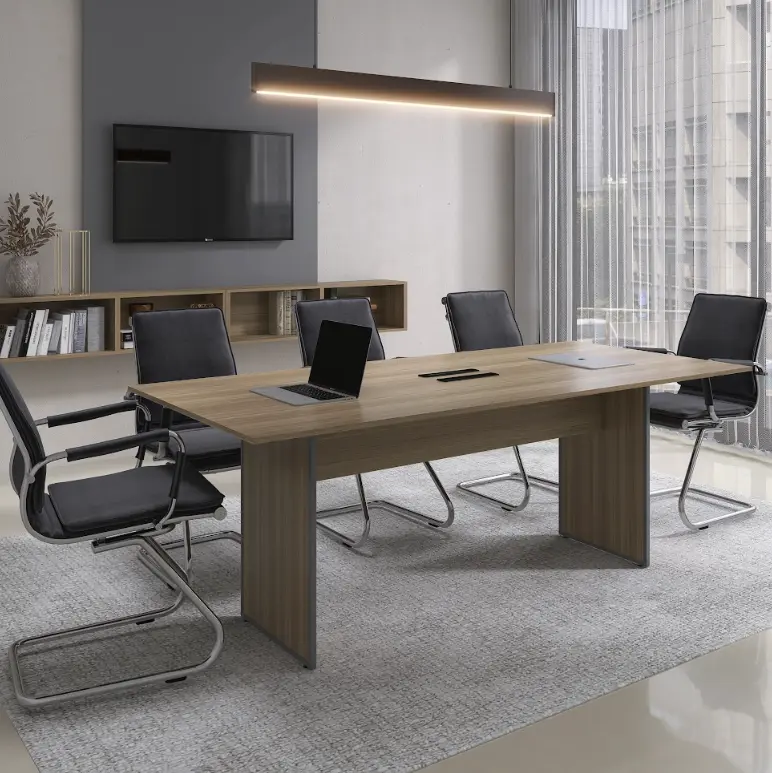 Mesa de Reunião 2,00 m com Base Painel