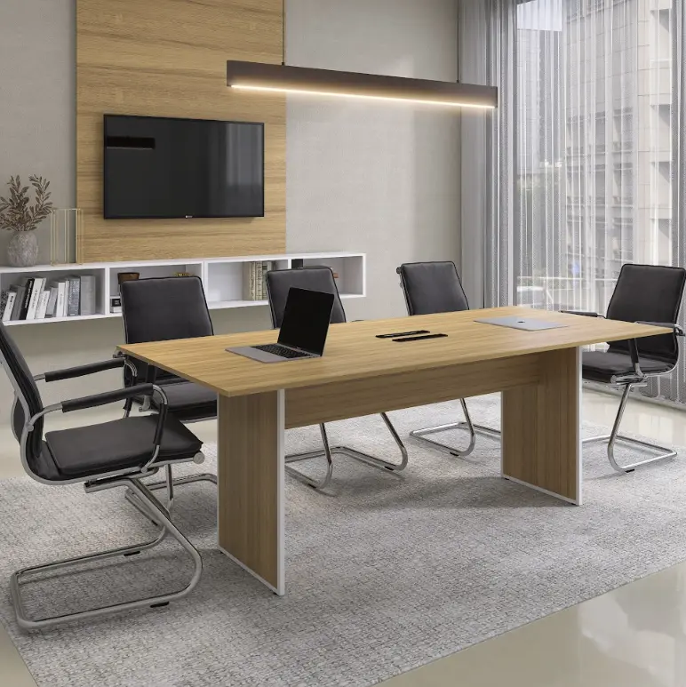 Mesa de Reunião 2,00 m com Base Painel