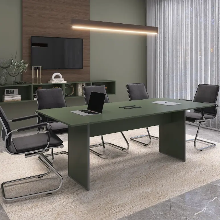 Mesa de Reunião 2,00 m com Base Painel