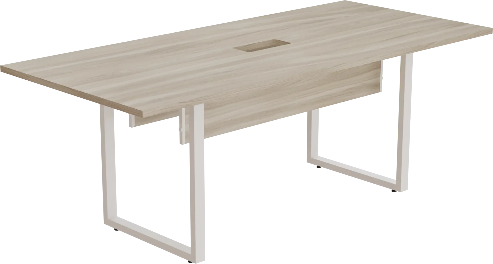 Mesa de Reunião Retangular Pé Quadro com 01 Recorte para Caixa de Tomada 160 x 90 cm