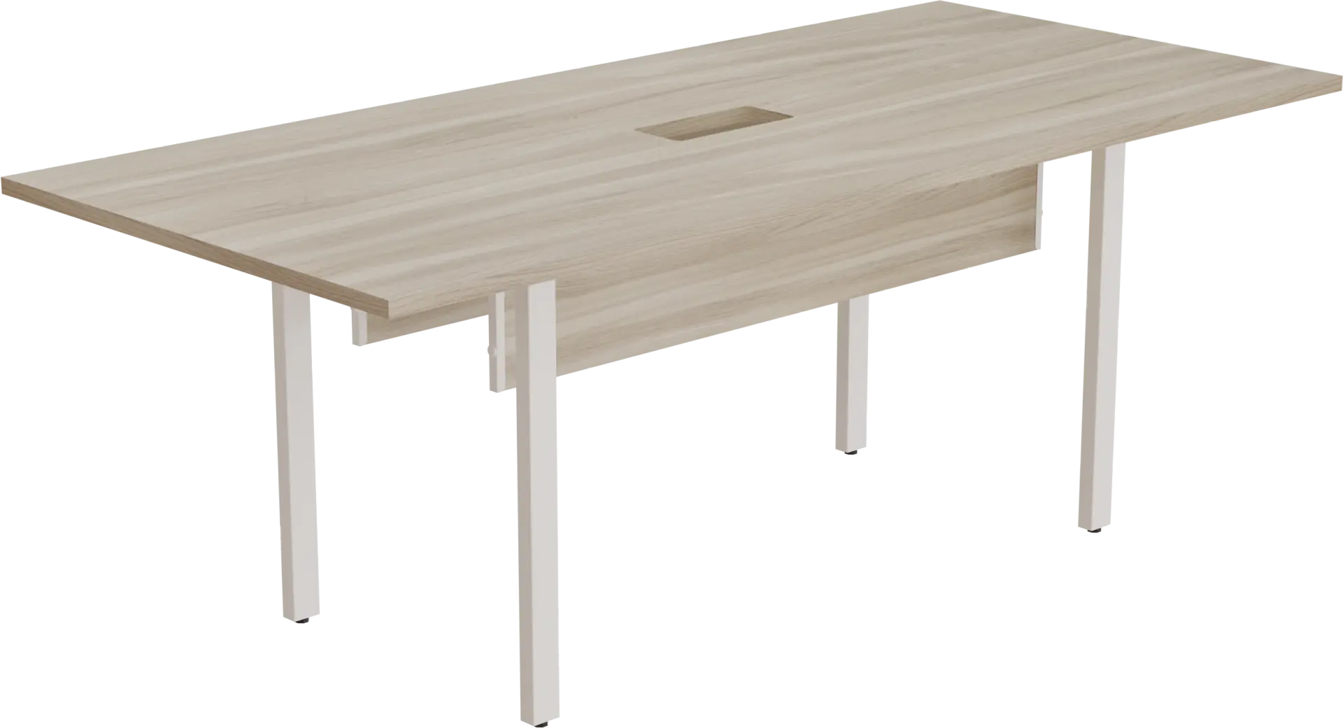Mesa de Reunião Retangular Pé Trave com 01 Recorte para Caixa de Tomada 160 x 90 cm