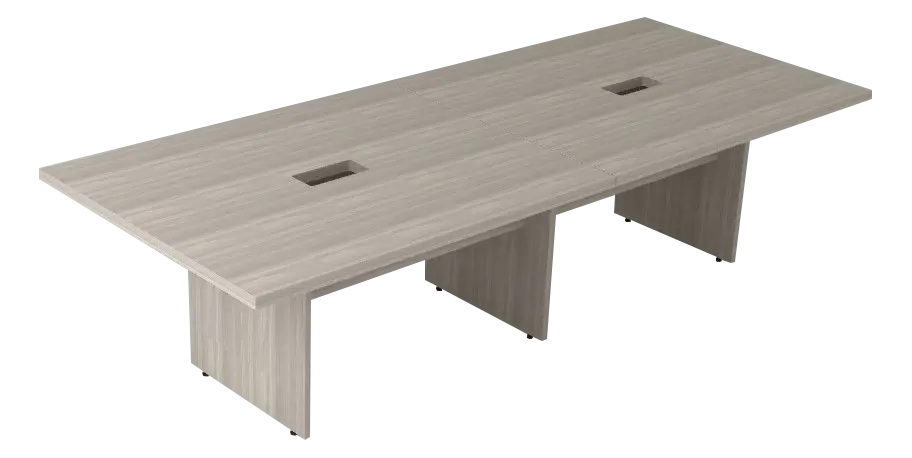 Mesa de Reunião Retangular Bipartida com 2 Recortes para Caixa de Tomada 400 x 120 cm Prima Impact 40 Marzo Vitorino