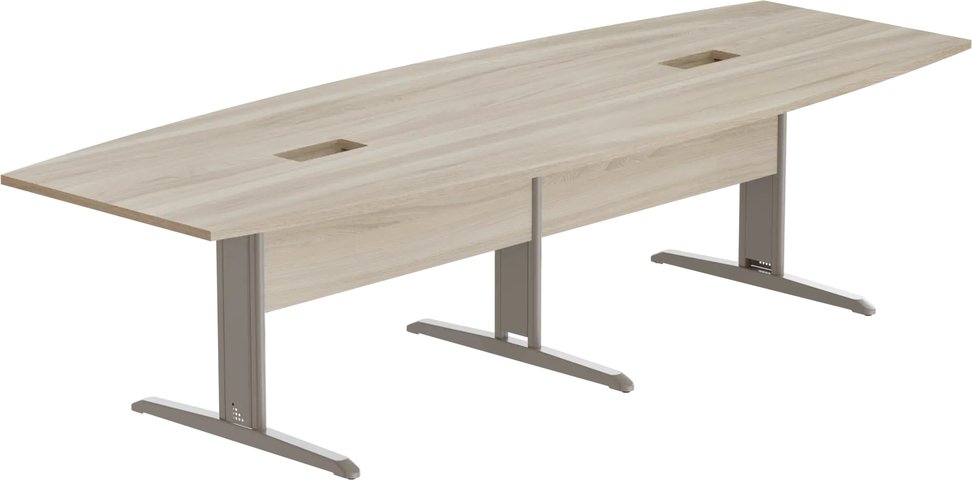 Mesa Reunião Semi Oval Bipartida Com Rasgo Para 2 Caixas De Tomada - Frontal BP 300 x 110 cm - Romanzza Plus Marzo Vitorino