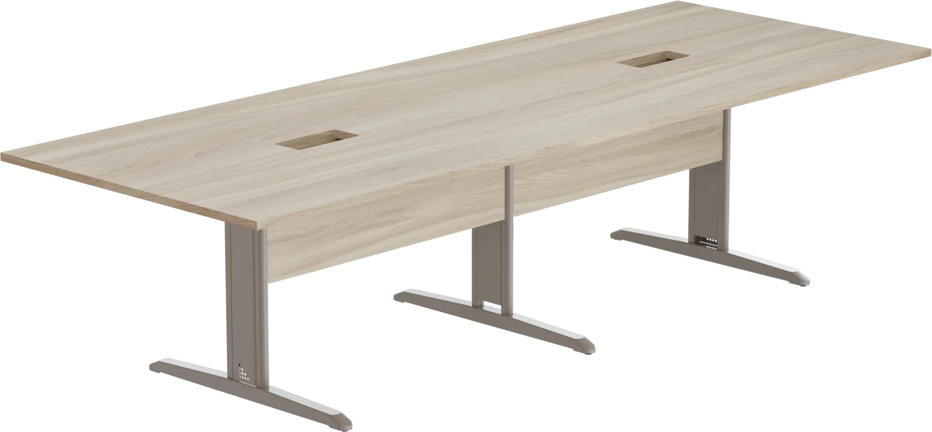Mesa Reunião Retangular Bipartida Com Rasgo Para 2 Caixa De Tomada - Frontal BP 300 x 110 cm - Romanzza Plus Marzo Vitorino