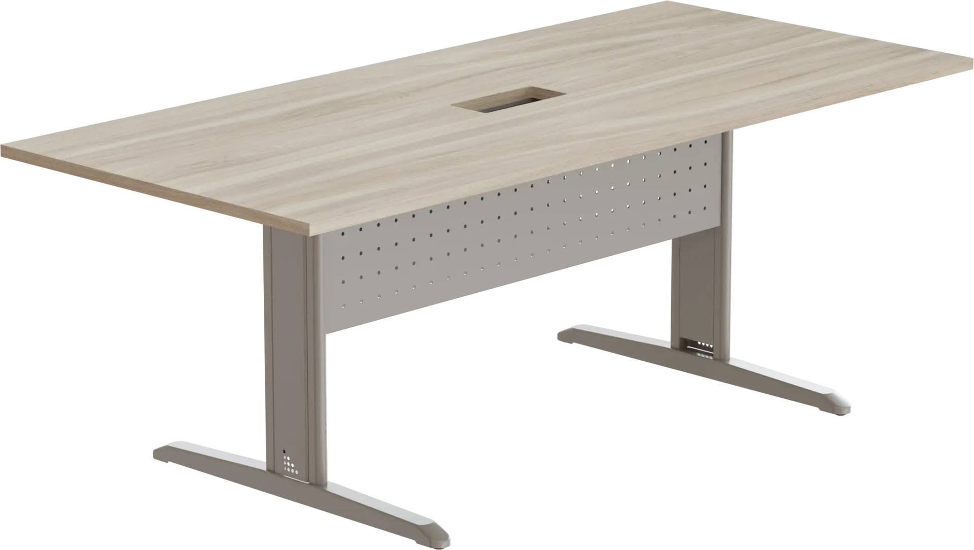 Mesa Reunião Retangular Com Rasgo Para Caixa De Tomada - Frontal de Aço 180 x 90 cm - Romanzza Plus Marzo Vitorino