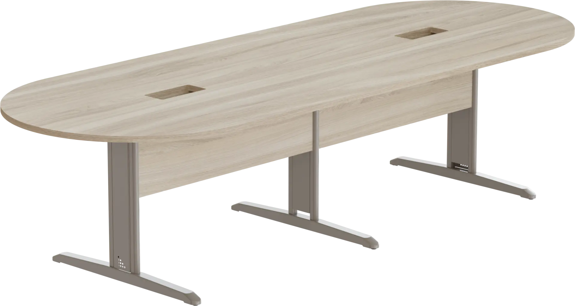 Mesa Reunião Oval Bipartida Com Rasgo Para 2 Caixa De Tomada - Frontal BP 350 x 120 cm - Romanzza Plus Marzo Vitorino