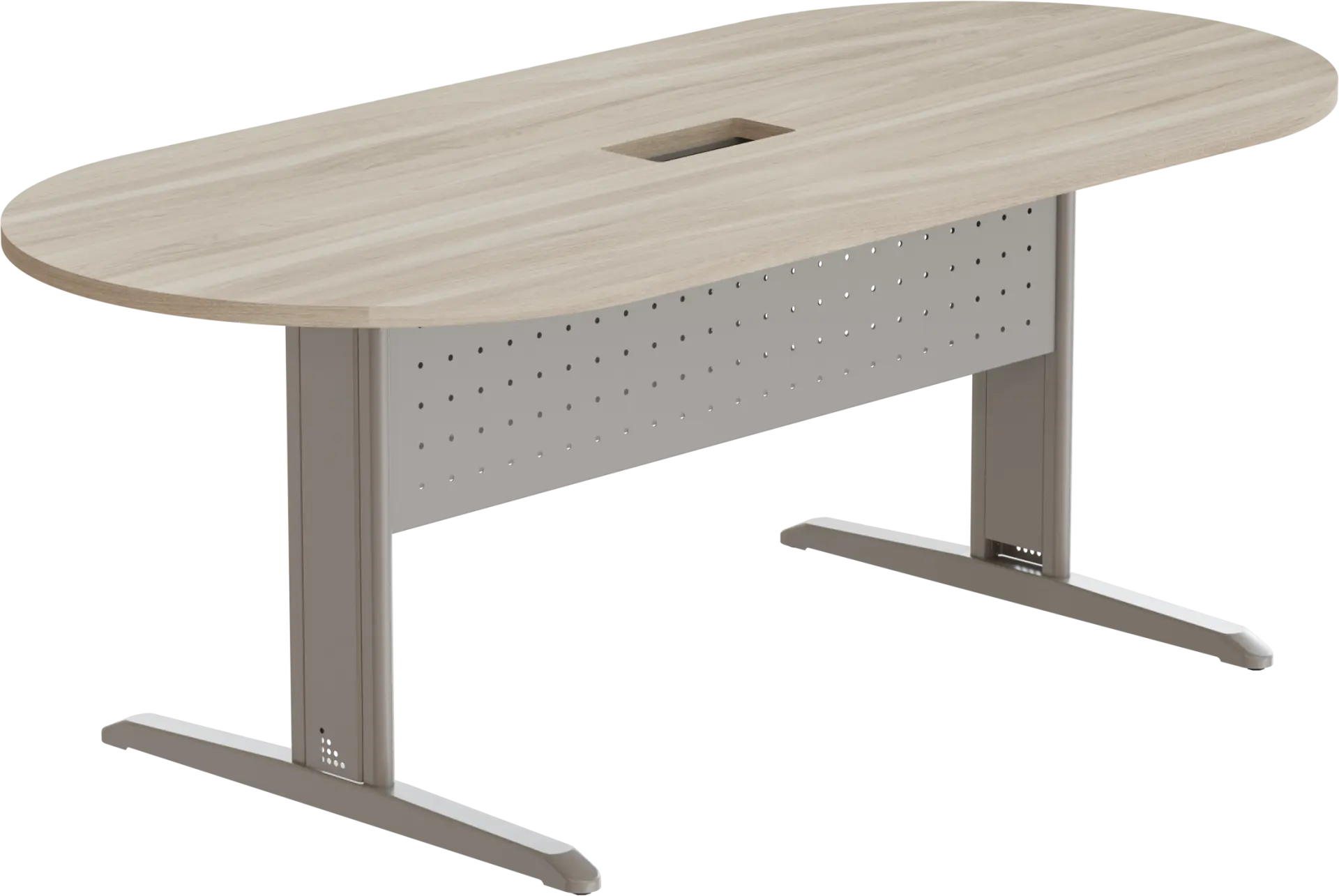 Mesa Reunião Oval Com Rasgo Para Caixa De Tomada - Frontal de Aço 250 x 110 cm - Romanzza Plus Marzo Vitorino