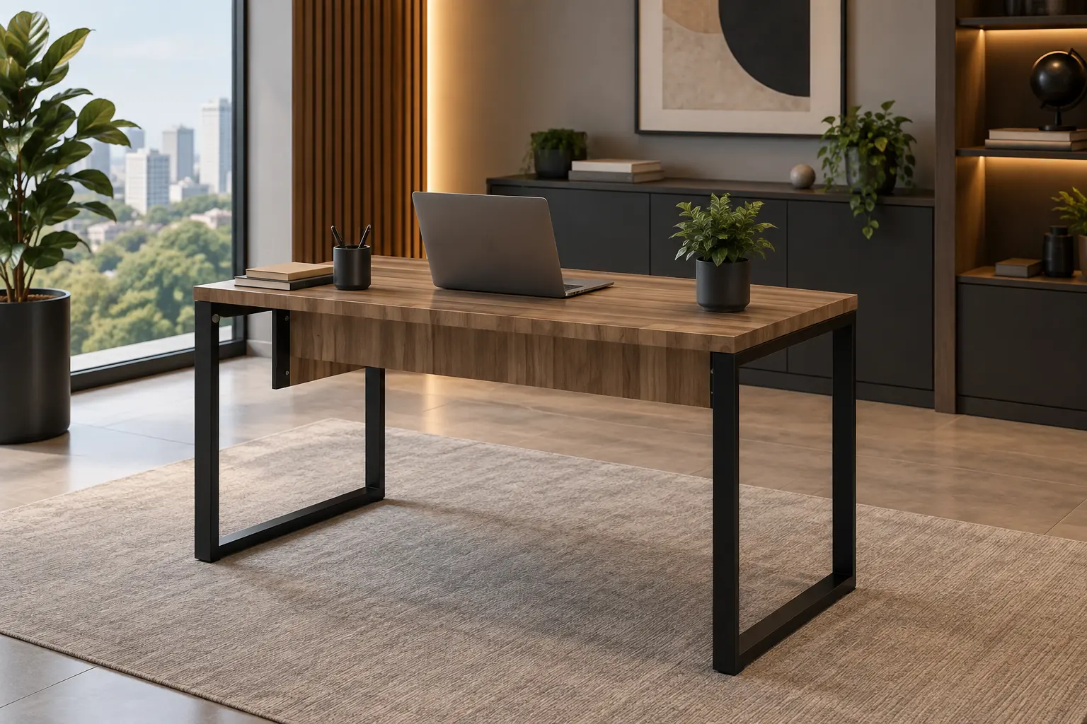 Mesa de Escritório Auxiliar 90 cm Pé de Aço - P25 TUB Pandin