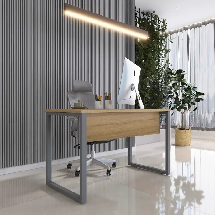 Mesa de Escritório Secretária 120 cm Pé de Aço - P25 TUB Pandin