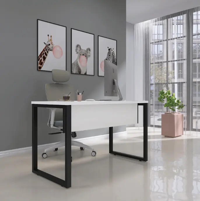 Mesa de Escritório Secretária 120 cm Pé de Aço - P25 TUB Pandin