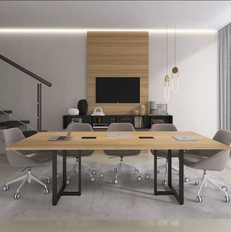 Mesa de Reunião Bipartida 2,60 m com Power Box Pé de Aço - P25 TUB Pandin
