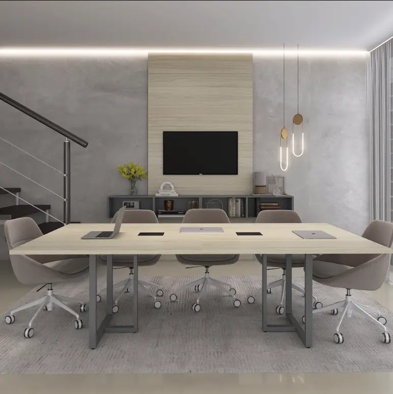 Mesa de Reunião Bipartida 2,60 m com Power Box Pé de Aço - P25 TUB Pandin