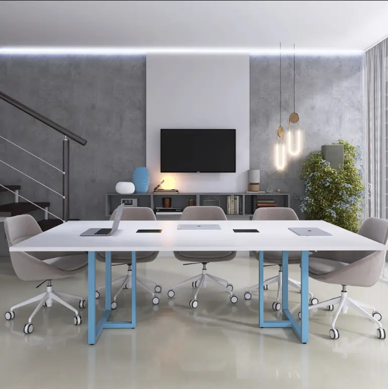 Mesa de Reunião Bipartida 2,60 m com Power Box Pé de Aço - P25 TUB Pandin