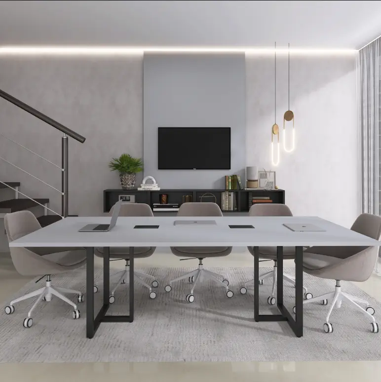 Mesa de Reunião Bipartida 2,60 m com Power Box Pé de Aço - P25 TUB Pandin