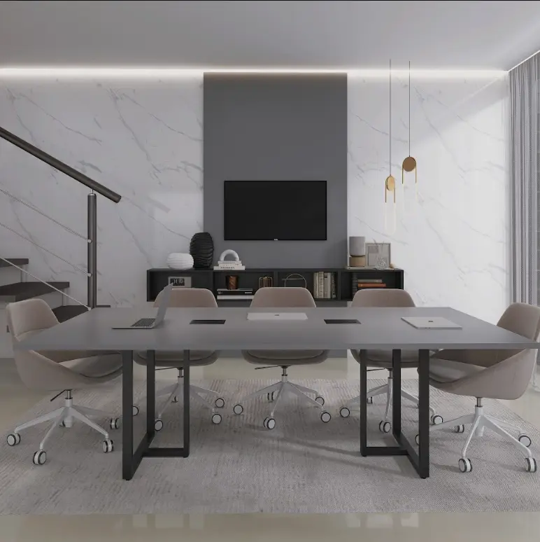 Mesa de Reunião Bipartida 2,60 m com Power Box Pé de Aço - P25 TUB Pandin