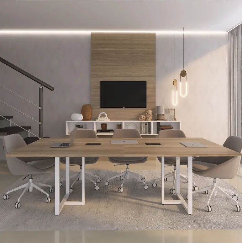 Mesa de Reunião Bipartida 2,60 m com Power Box Pé de Aço - P25 TUB Pandin