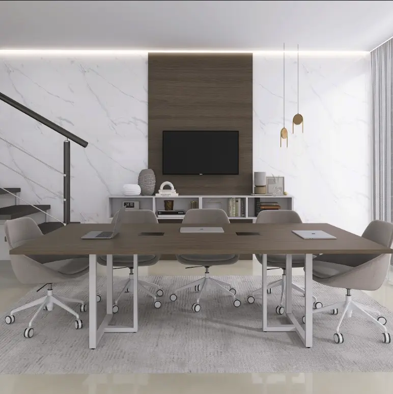 Mesa de Reunião Bipartida 2,60 m com Power Box Pé de Aço - P25 TUB Pandin