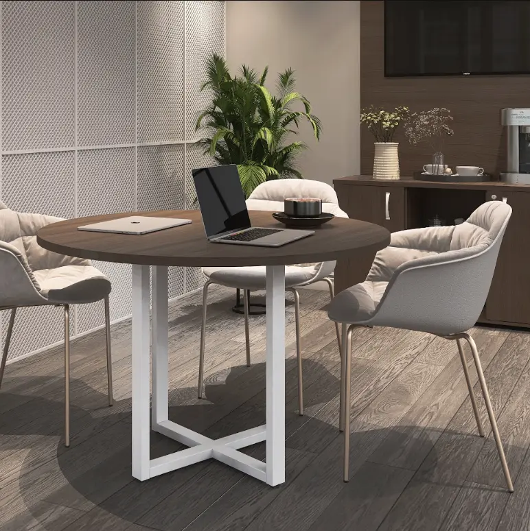 Mesa de Reunião Redonda 1,10 m Pé de Aço - P25 TUB Pandin