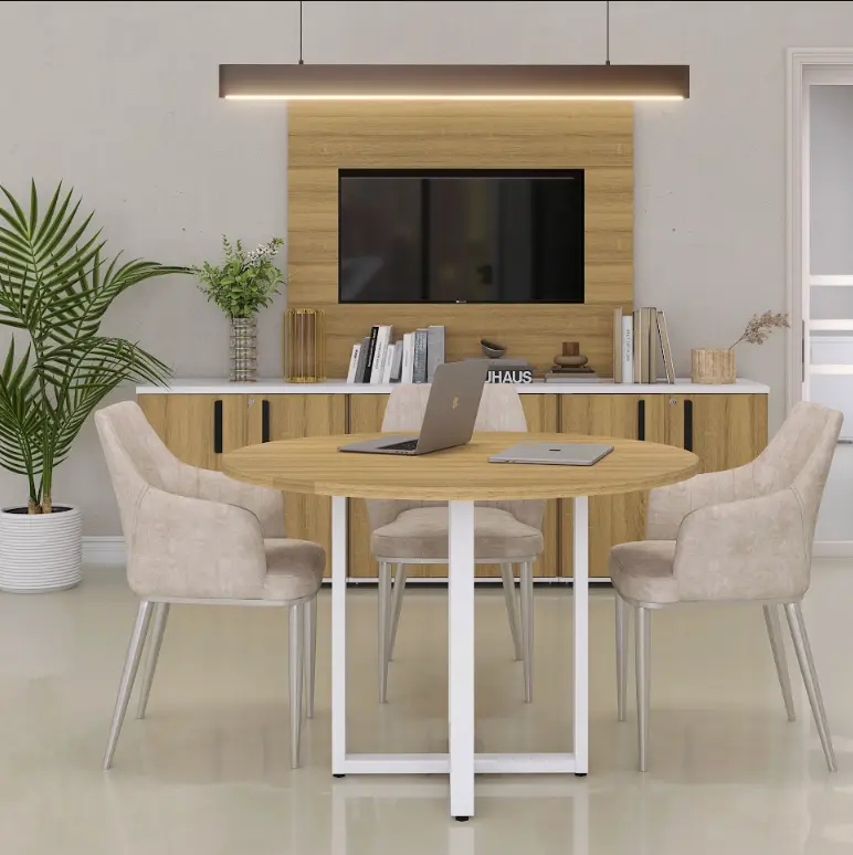 Mesa de Reunião Redonda 1,10 m Pé de Aço - P25 TUB Pandin
