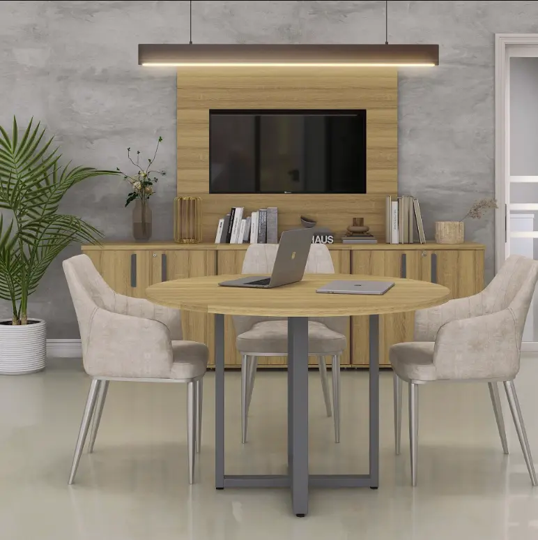 Mesa de Reunião Redonda 1,10 m Pé de Aço - P25 TUB Pandin