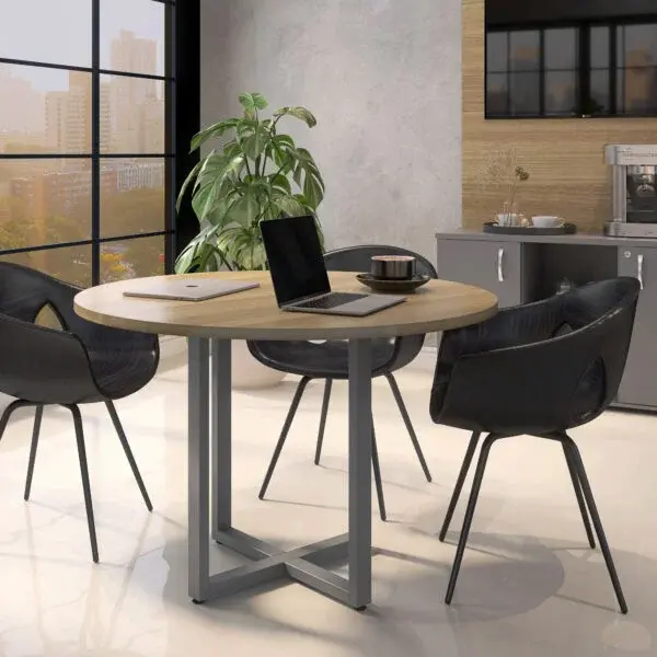 Mesa de Reunião Redonda 1,10 m Pé de Aço - P25 TUB Pandin