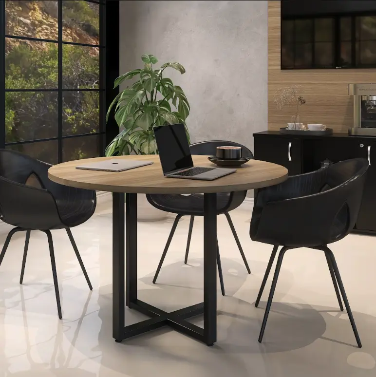 Mesa de Reunião Redonda 1,10 m Pé de Aço - P25 TUB Pandin