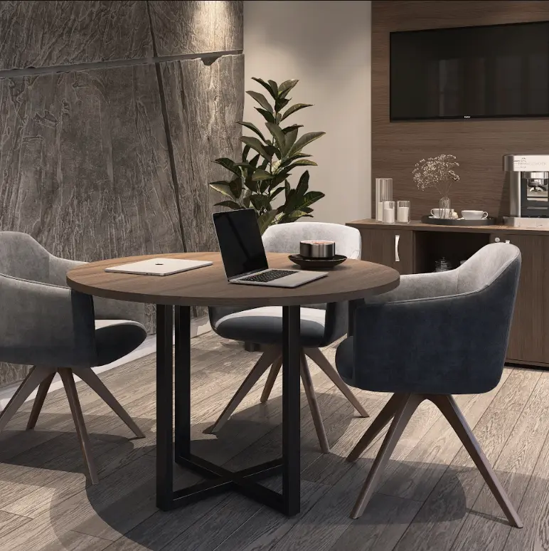 Mesa de Reunião Redonda 1,10 m Pé de Aço - P25 TUB Pandin