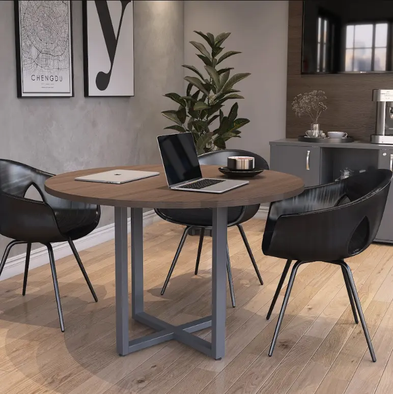 Mesa de Reunião Redonda 1,10 m Pé de Aço - P25 TUB Pandin