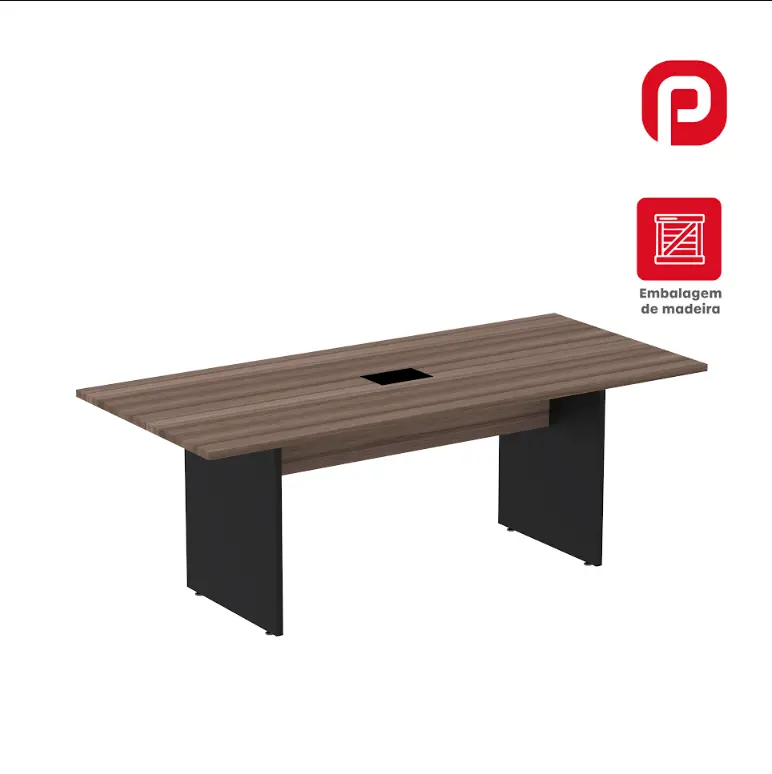 Mesa de Reunião 2,00 m com Power Box Pé Painel - P25 PP Pandin