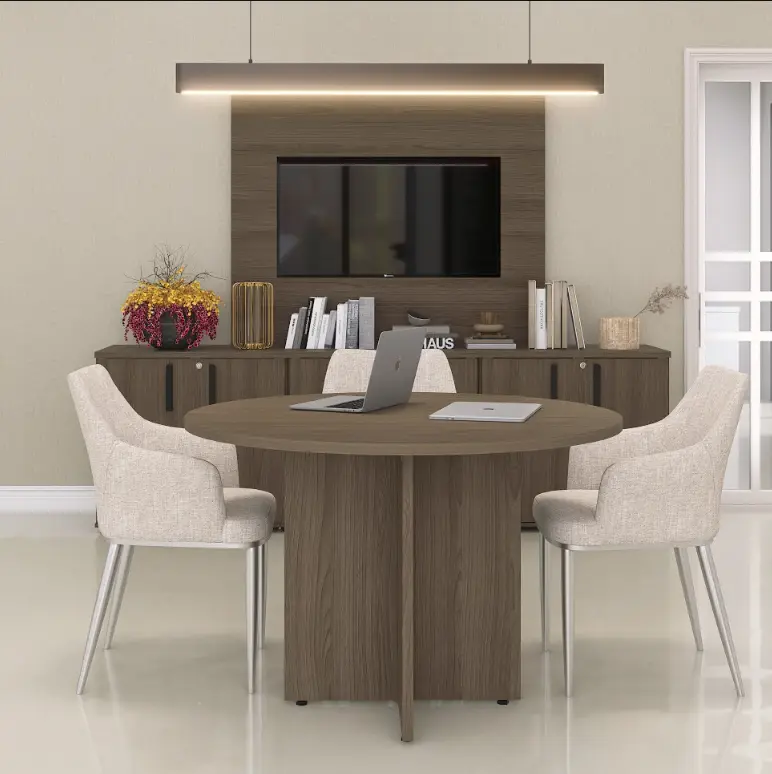 Mesa de Reunião Redonda 1,10 m Pé Painel - P25 PP Pandin