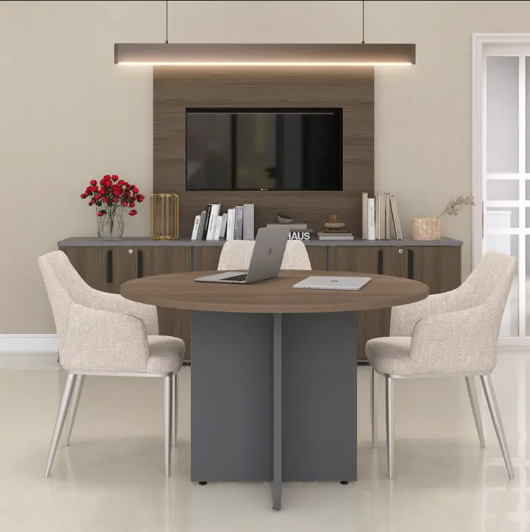 Mesa de Reunião Redonda 1,10 m Pé Painel - P25 PP Pandin