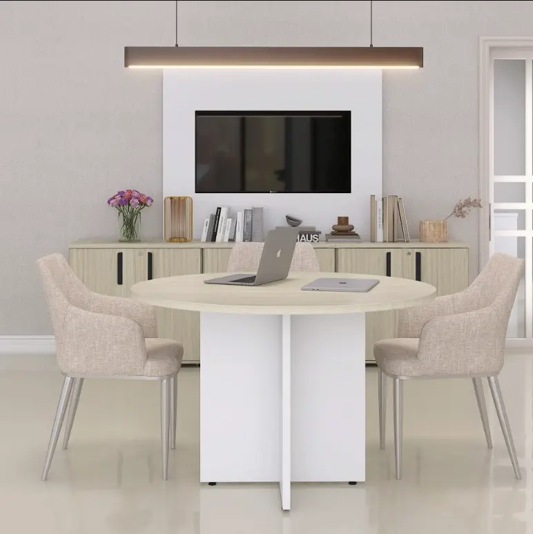 Mesa de Reunião Redonda 1,10 m Pé Painel - P25 PP Pandin