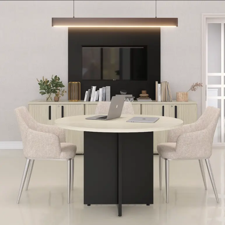 Mesa de Reunião Redonda 1,10 m Pé Painel - P25 PP Pandin