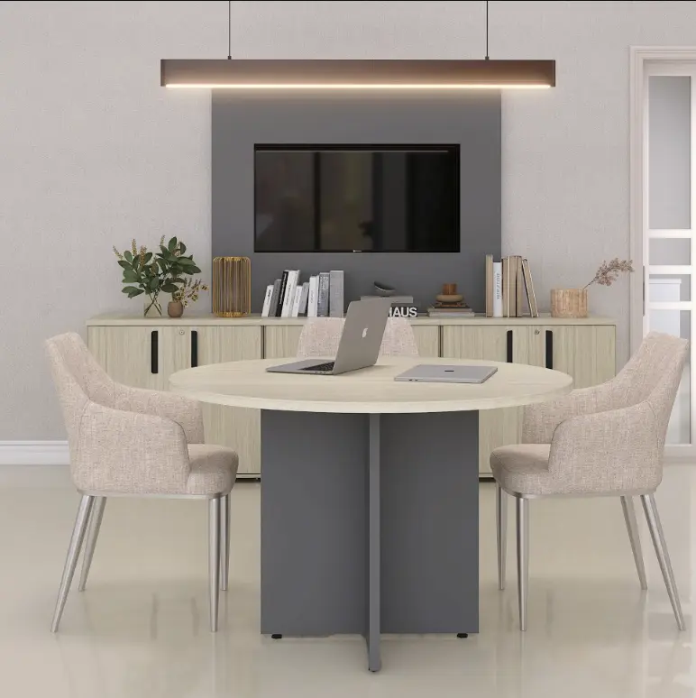 Mesa de Reunião Redonda 1,10 m Pé Painel - P25 PP Pandin