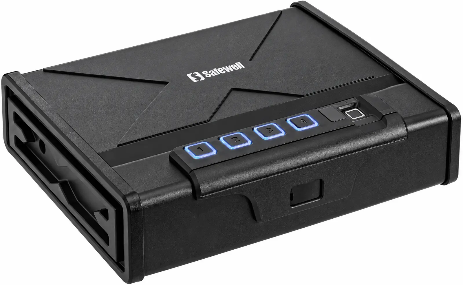 Cofre para armas Safewell PS2902F fechado, com teclado digital e leitor biométrico