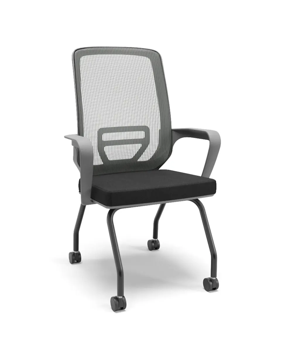 Cadeira Adrix 4 Pés com Rodízio - Modelo Grafite - Estrutura Preta - Múltiplos de 2 unidades