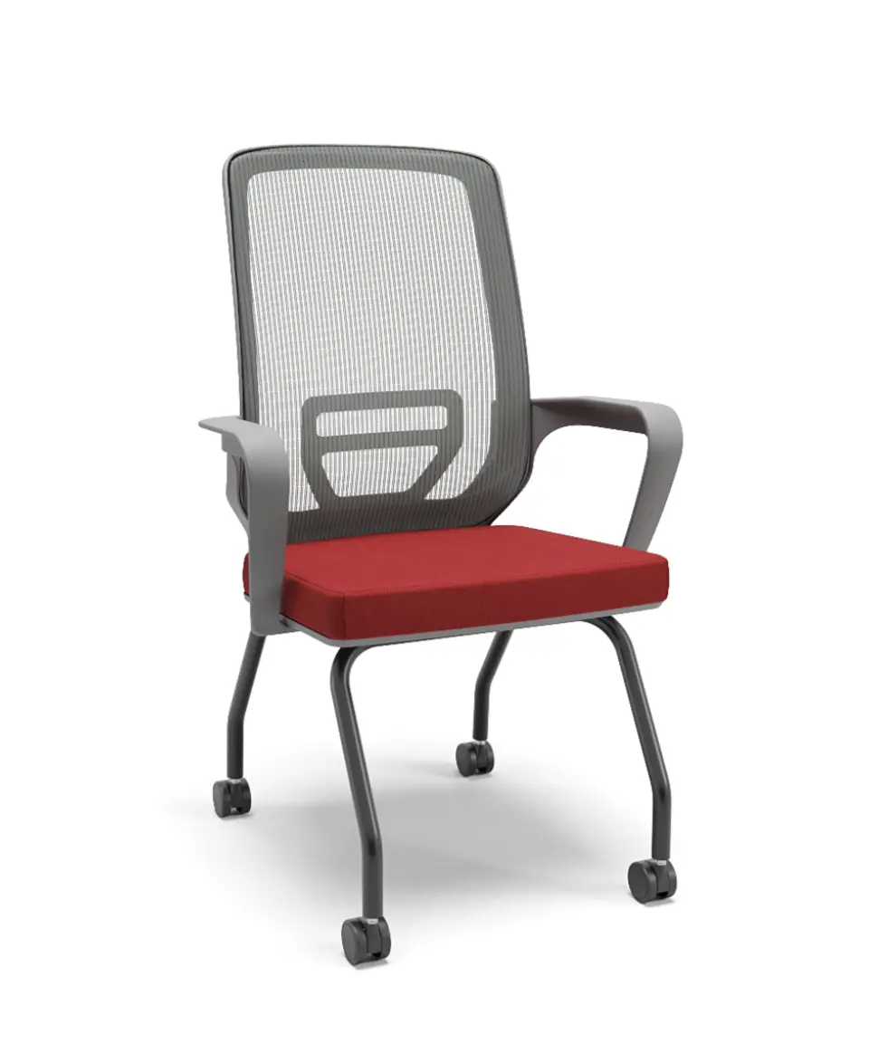 Cadeira Adrix 4 Pés com Rodízio - Modelo Grafite - Estrutura Preta - Múltiplos de 2 unidades