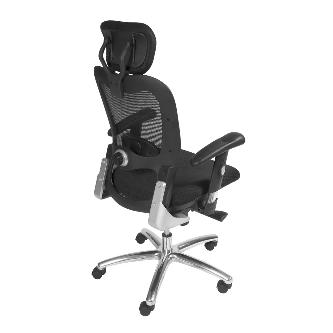 Cadeira New Ergon Presidente vista lateral com apoio lombar configurável