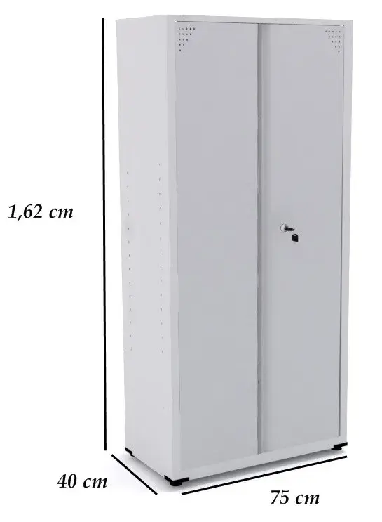 Armário de aço AP 408 SL com 2 portas fechadas e fechadura com chave