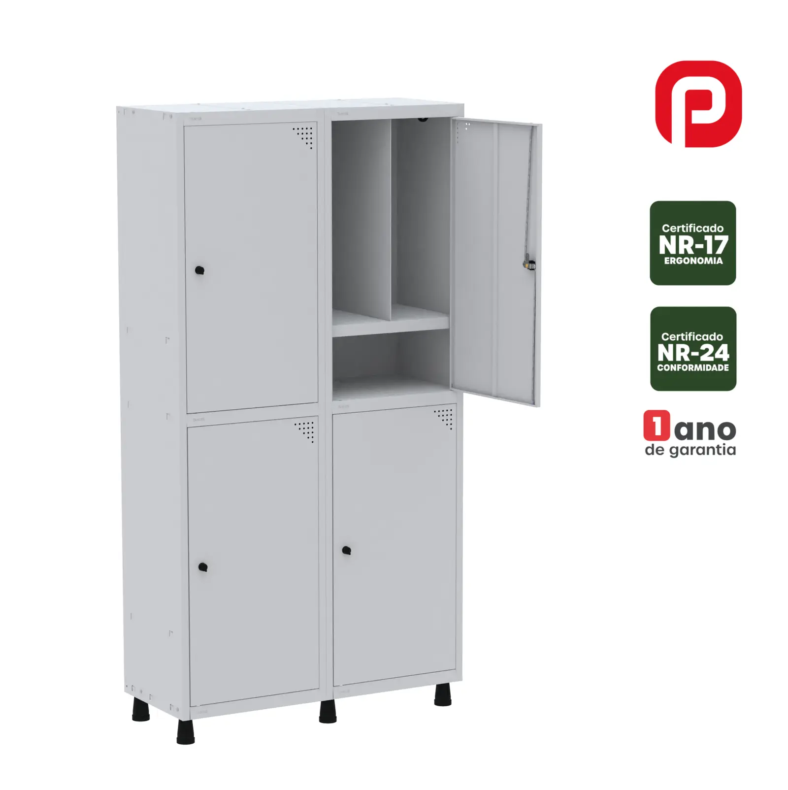 Roupeiro de Aço Insalubre 4 Portas GRP 502/4 INS PV - Pandin