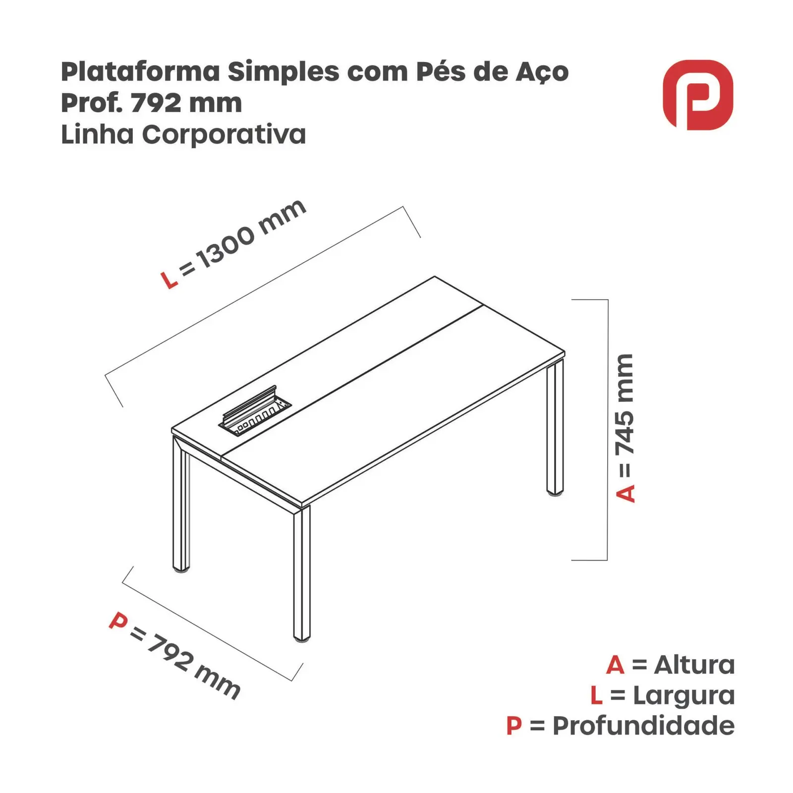 Plataforma Simples Pé de Aço 1 lugares 1.3 × 0.792 m