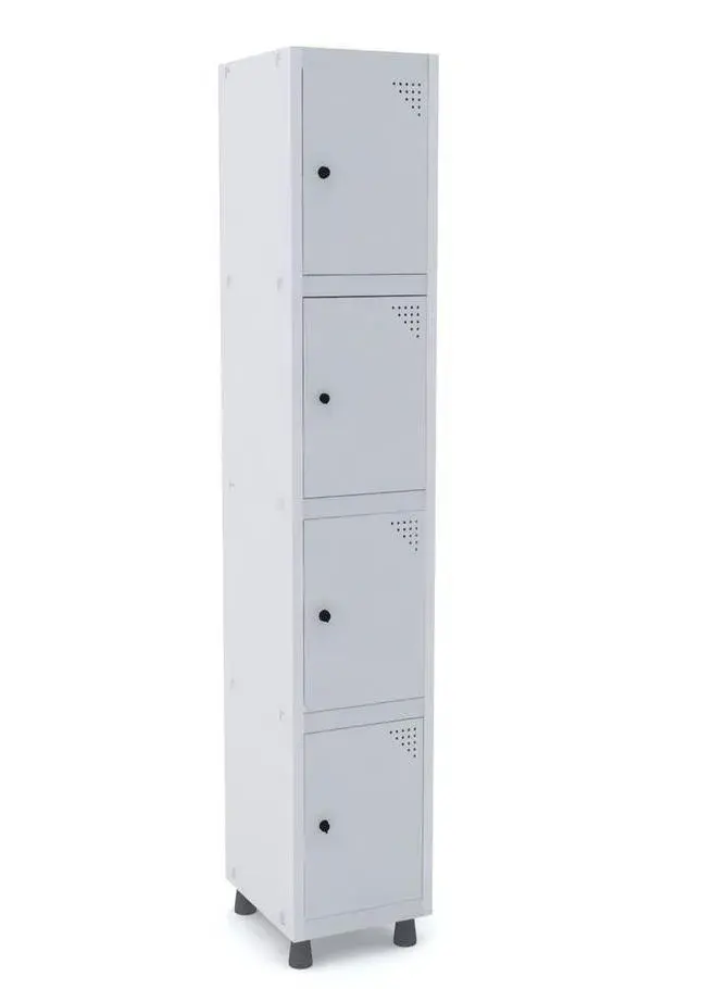 Roupeiro de aço com 4 portas Cinza Cristal
