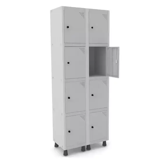 Roupeiro de aço com 8 portas Cinza Cristal
